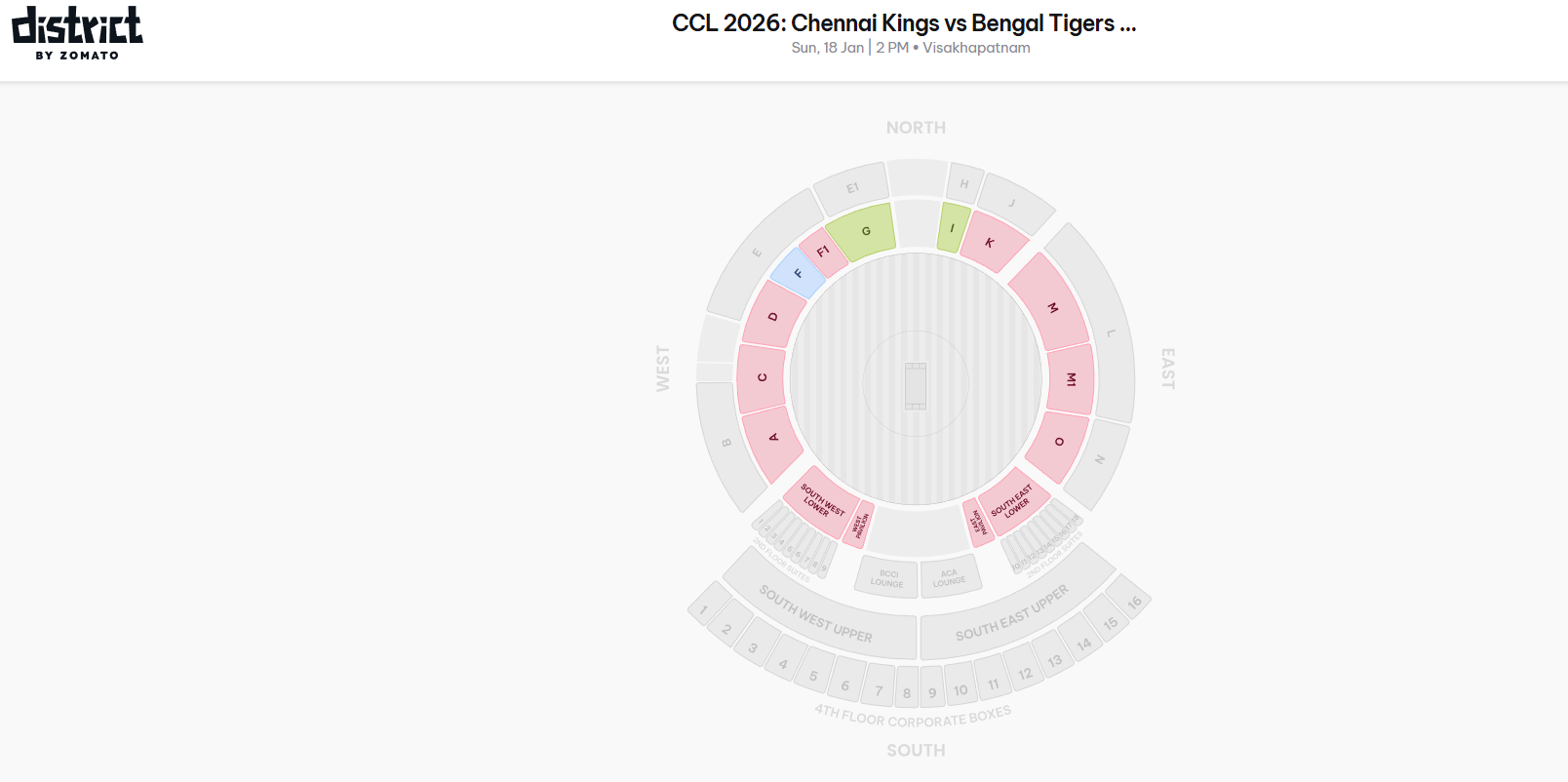 Select your preferred seating category 